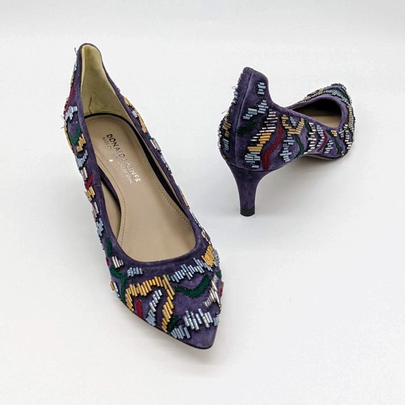 Donald J. Pliner Shoes - Donald J Pliner Purple Beaded Bari Suede Pointed Toe Pump Size 6